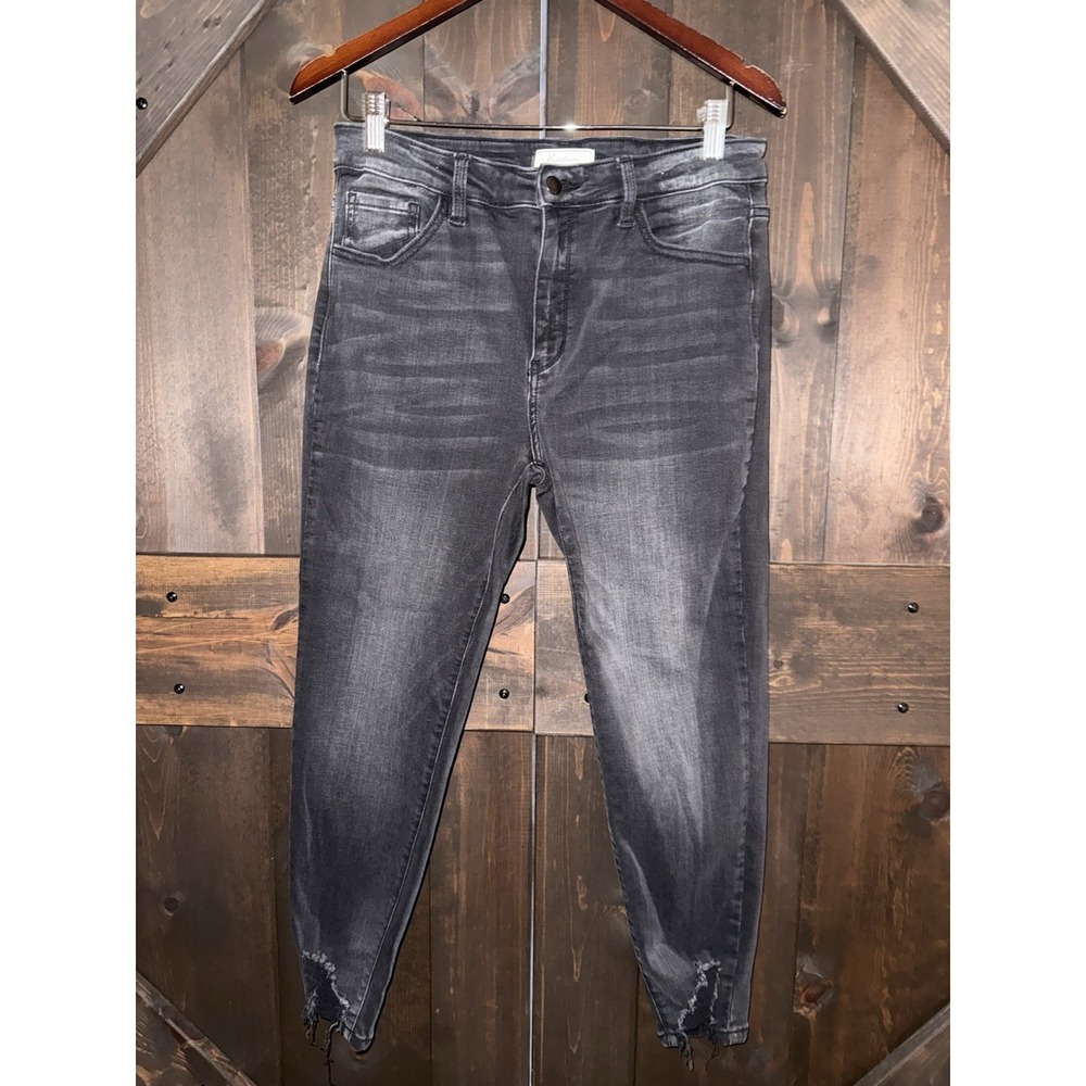 KanCan High Rise Ankle Skinny Jeans Women's Sz 31 Washed Black Distressed